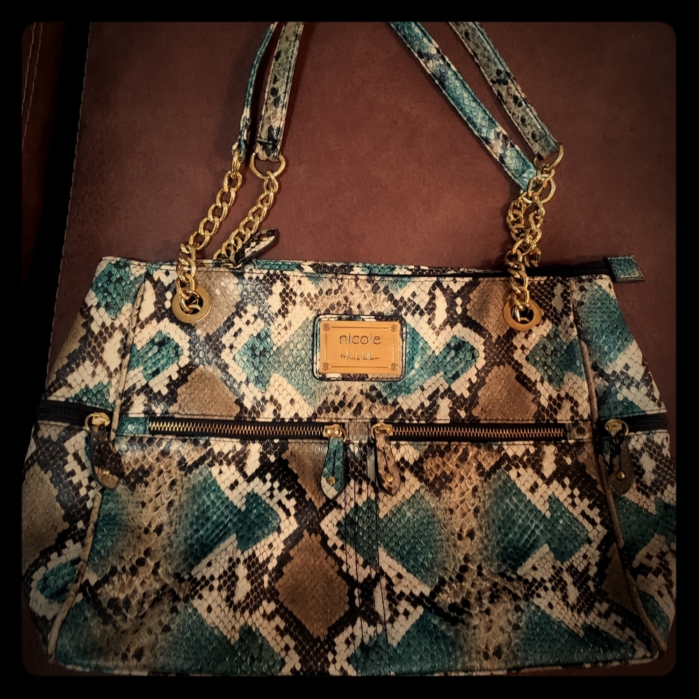 Nicole Miller snakeskin purse